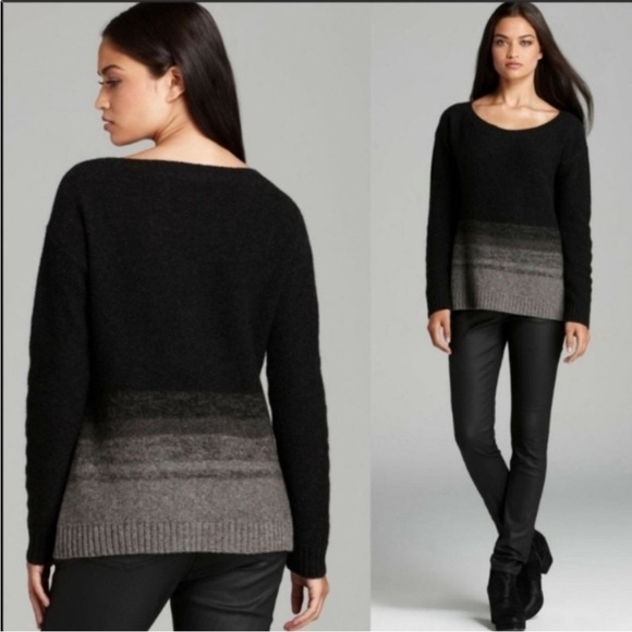 Eileen Fisher Yak Wool Silk Crew Neck Sweater with Ombre - Picture 1 of 13